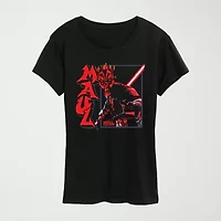 Womens Crew Neck Short Sleeve Regular Fit Star Wars Graphic T-Shirt