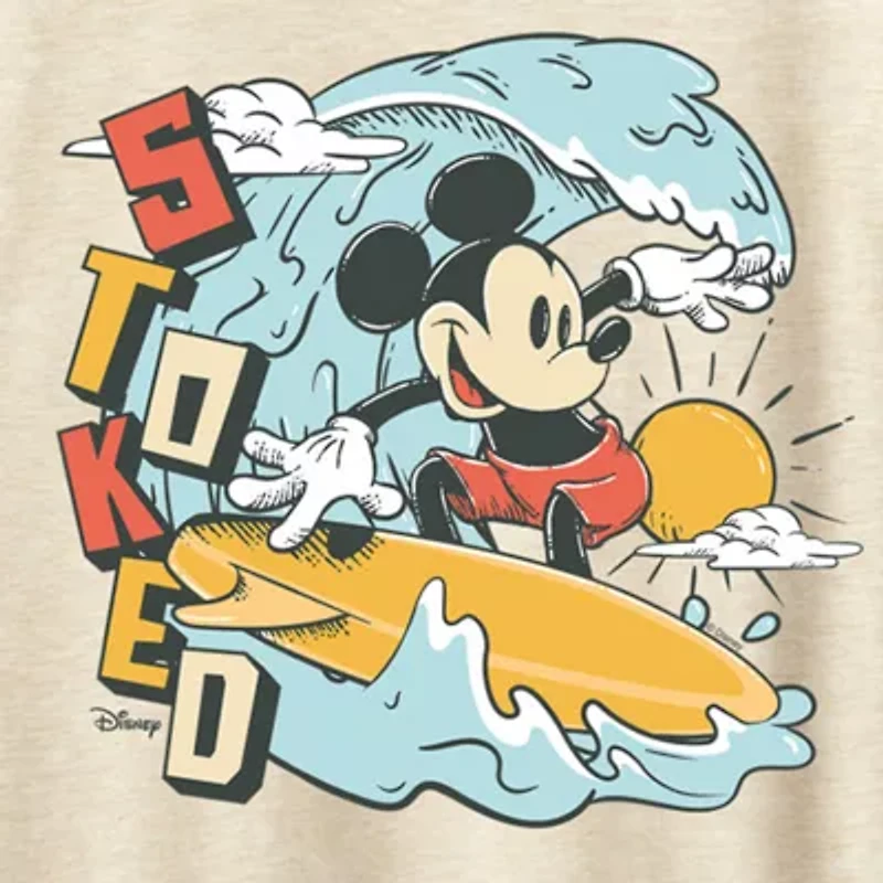 Womens Crew Neck Short Sleeve Regular Fit Mickey Mouse Graphic T-Shirt