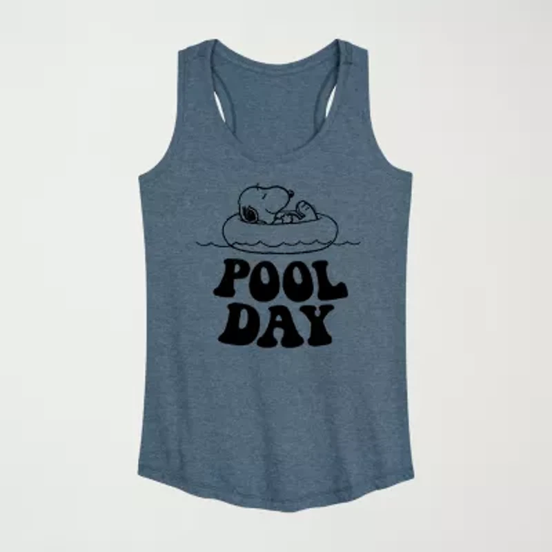 Womens Crew Neck Sleeveless Peanuts Snoopy Tank Top