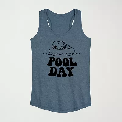 Womens Crew Neck Sleeveless Peanuts Snoopy Tank Top