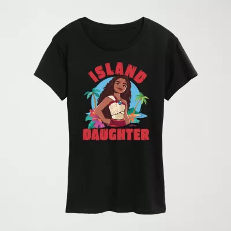 Womens Crew Neck Short Sleeve Regular Fit Moana Graphic T-Shirt