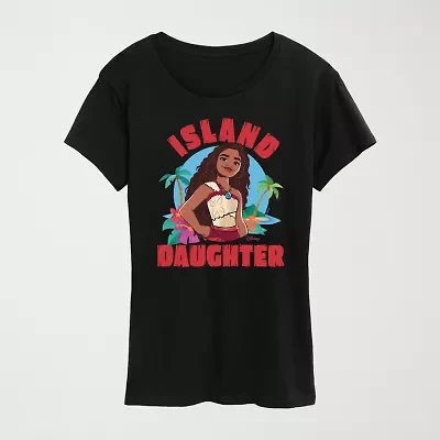 Womens Crew Neck Short Sleeve Regular Fit Moana Graphic T-Shirt