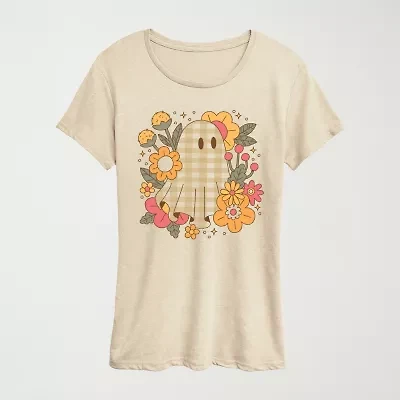 Womens Round Neck Short Sleeve Regular Fit Graphic T-Shirt