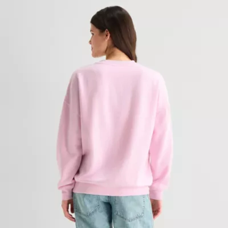 Strawberry Shortcake Crew Fleece Womens Juniors Neck Long Sleeve Embroidered Sweatshirt