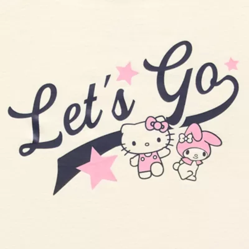 Hello Kitty Lets Go Baby Tee Womens Juniors Crew Neck Short Sleeve Fitted Graphic T-Shirt