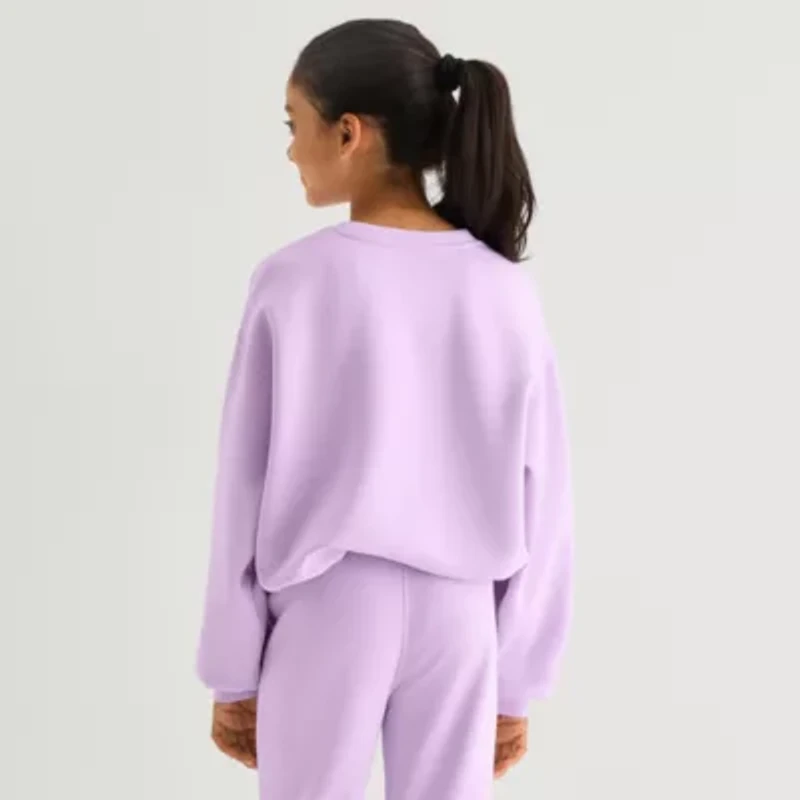 Xersion Little & Big Kid Girls Crew Neck Long Sleeve Sweatshirt