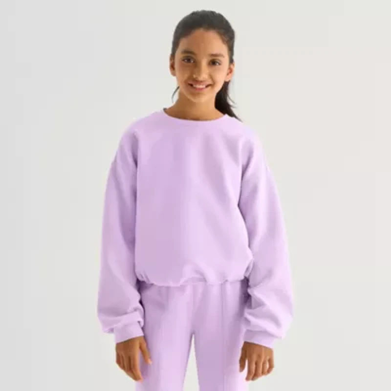 Xersion Little & Big Kid Girls Crew Neck Long Sleeve Sweatshirt