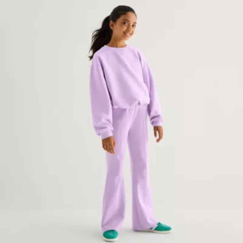 Xersion Little & Big Kid Girls Crew Neck Long Sleeve Sweatshirt