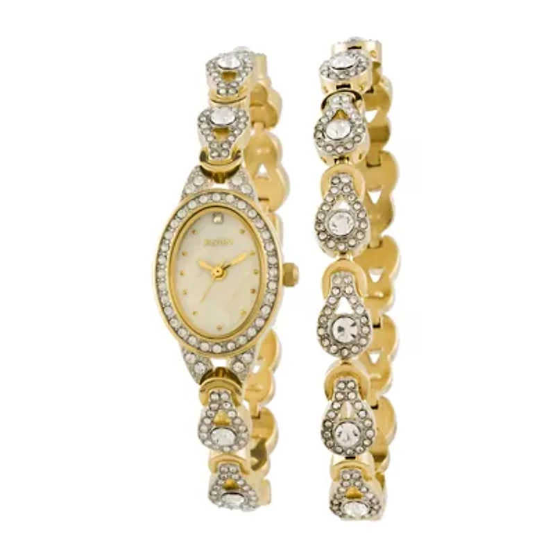 Elgin® Womens Crystal Watch and Bracelet