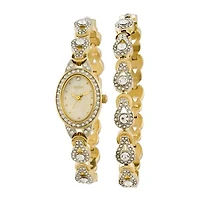 Elgin® Womens Crystal Watch and Bracelet