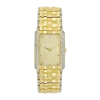 Elgin® Mens Gold-Tone & Crystal-Accent Rectangular Watch