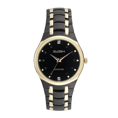 Elgin® Mens Black and Gold-Tone Watch