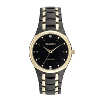Elgin® Mens Black and Gold-Tone Watch
