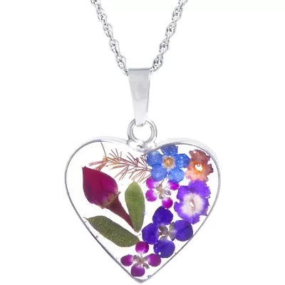 Everlasting Flower Limited Quantities! Womens Sterling Silver Heart 18 Inch Pendant Necklace
