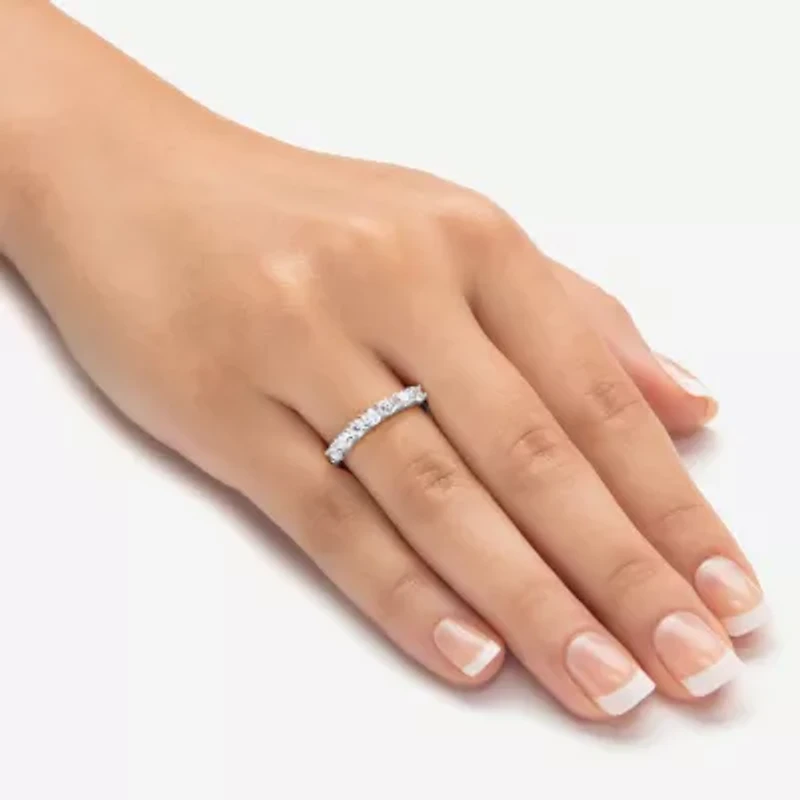 Diamonart Womens 2MM 3/4 CT. T.W. Cubic Zirconia 10K White Gold Band