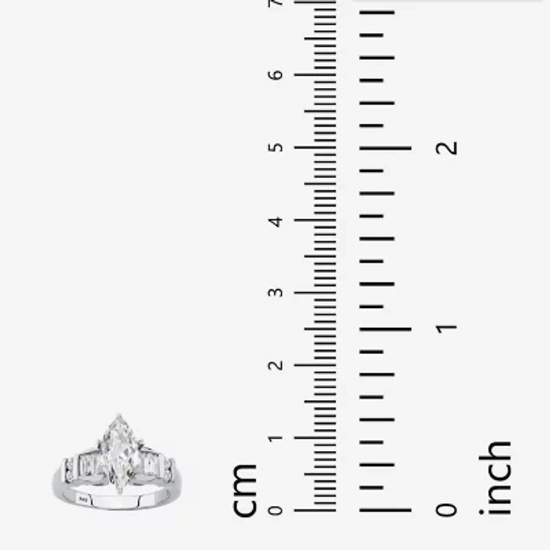 Diamonart Womens 2 3/4 CT. T.W. Cubic Zirconia Platinum Over Silver Engagement Ring