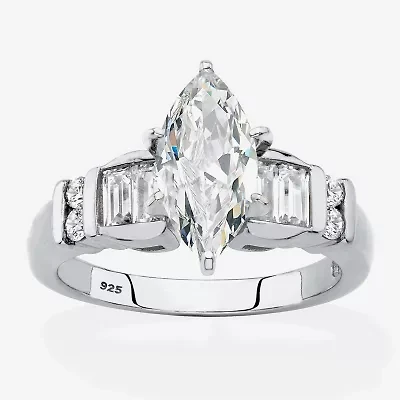 Diamonart Womens 2 3/4 CT. T.W. Cubic Zirconia Platinum Over Silver Engagement Ring