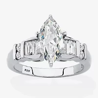Diamonart Womens 2 3/4 CT. T.W. Cubic Zirconia Platinum Over Silver Engagement Ring
