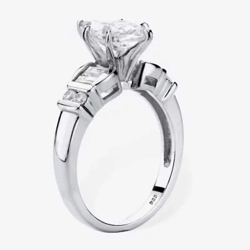 Diamonart Womens 2 3/4 CT. T.W. Cubic Zirconia Platinum Over Silver Engagement Ring