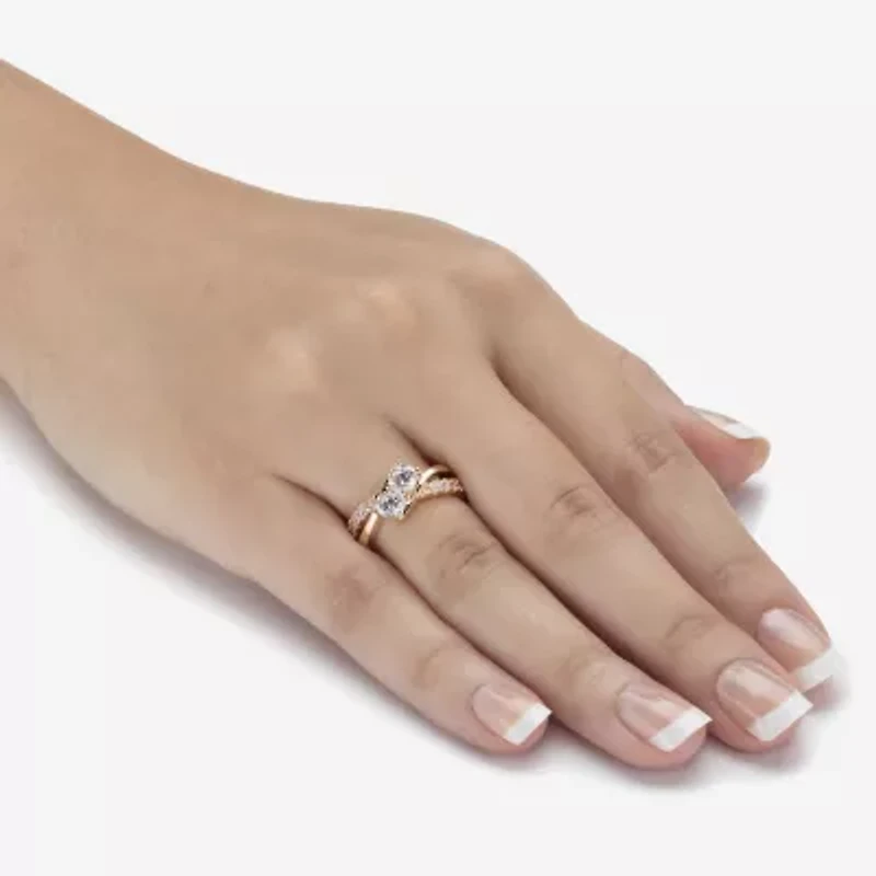 Diamonart Womens 1 1/5 CT. T.W. Cubic Zirconia 14K Gold Over Silver Promise Ring