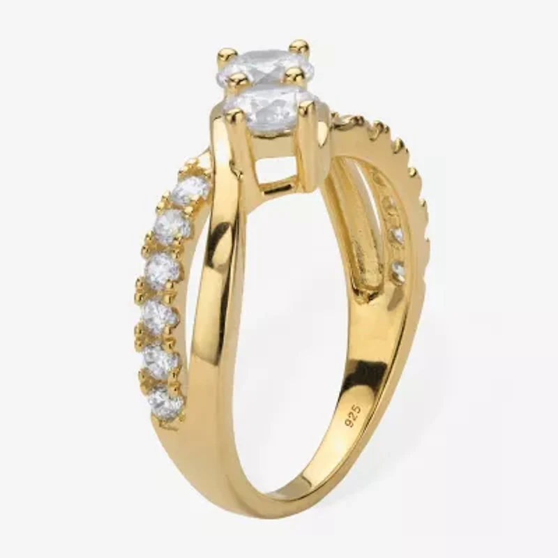 Diamonart Womens 1 1/5 CT. T.W. Cubic Zirconia 14K Gold Over Silver Promise Ring