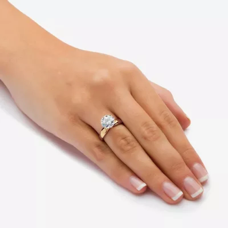 Diamonart Womens 3 1/2 CT. T.W Cubic Zirconia 18K Gold Over Silver Engagement Ring