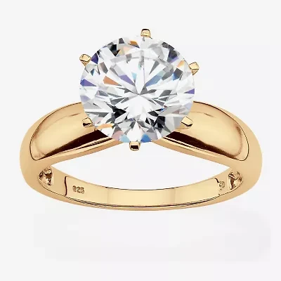 Diamonart Womens 3 1/2 CT. T.W Cubic Zirconia 18K Gold Over Silver Engagement Ring