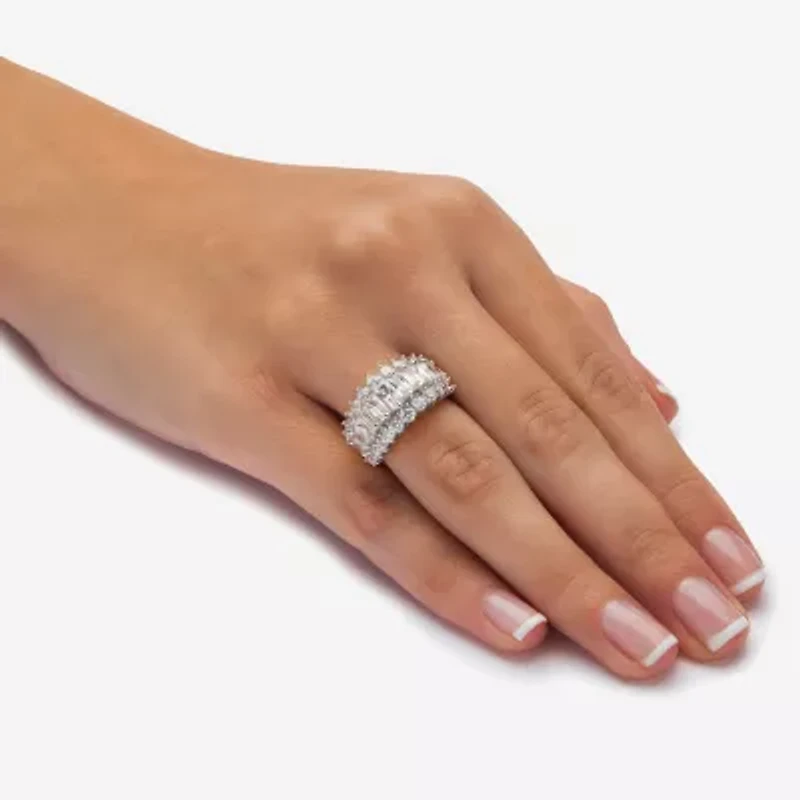 Diamonart Womens 2.5MM 4 1/2 CT. T.W. Cubic Zirconia Platinum Over Silver Anniversary Band