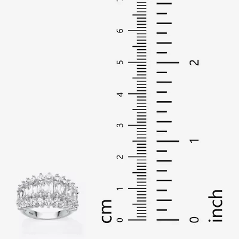 Diamonart Womens 2.5MM 4 1/2 CT. T.W. Cubic Zirconia Platinum Over Silver Anniversary Band