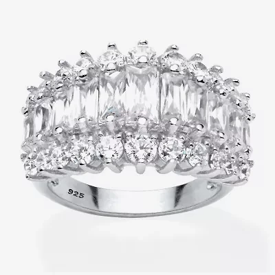 Diamonart Womens 2.5MM 4 1/2 CT. T.W. Cubic Zirconia Platinum Over Silver Anniversary Band