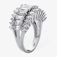 Diamonart Womens 2.5MM 4 1/2 CT. T.W. Cubic Zirconia Platinum Over Silver Anniversary Band