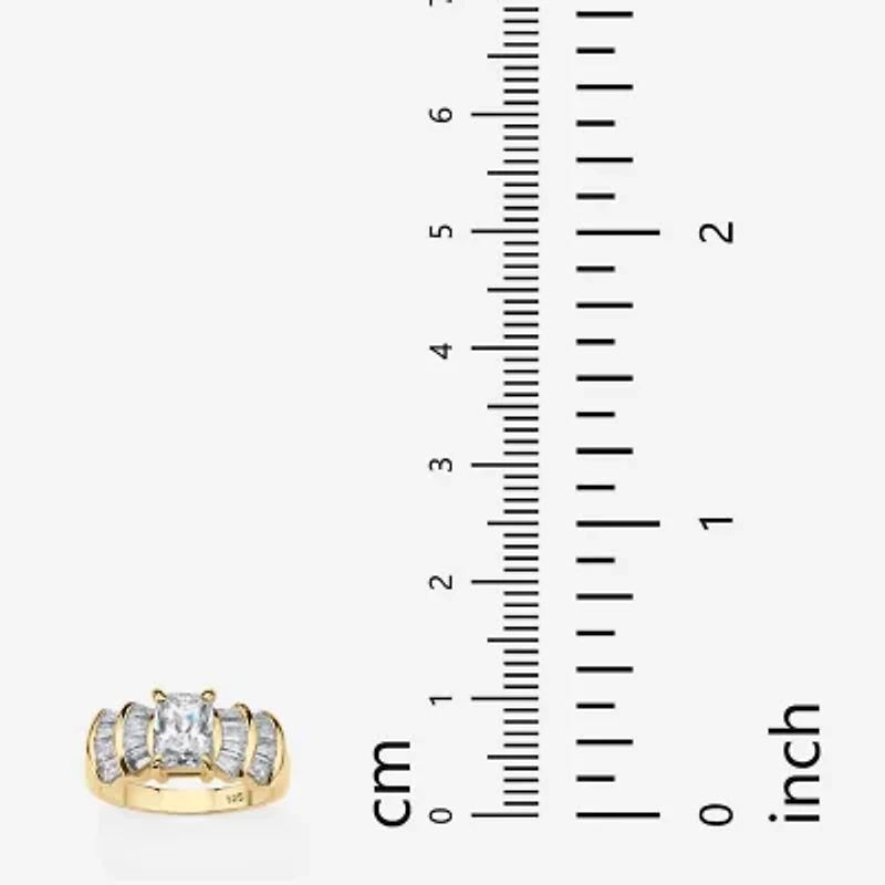 Diamonart Womens 3 CT. T.W. Cubic Zirconia 18K Gold Over Silver Engagement Ring