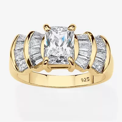 Diamonart Womens 3 CT. T.W. Cubic Zirconia 18K Gold Over Silver Engagement Ring