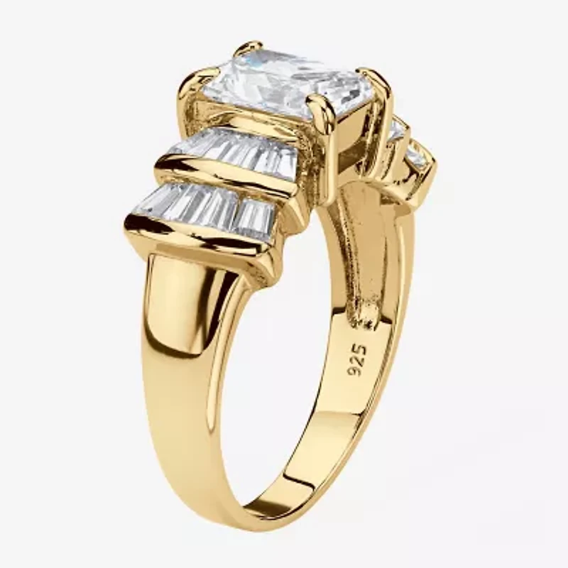 Diamonart Womens 3 CT. T.W. Cubic Zirconia 18K Gold Over Silver Engagement Ring