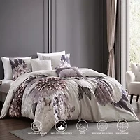 Dahlia Purple 100% Cotton Sateen 5 Piece Reversible Comforter Set