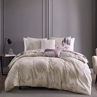 Dahlia Purple 100% Cotton Sateen 5 Piece Reversible Comforter Set