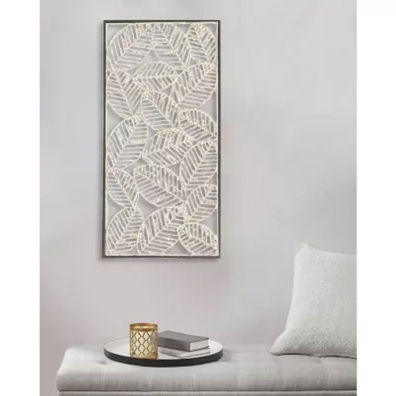 Madison Park Paper Cloaked Leaves Framed Metal Wall Art