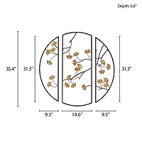 Madison Park Golden Gingko Leaves 3-pc. Floral Metal Wall Art