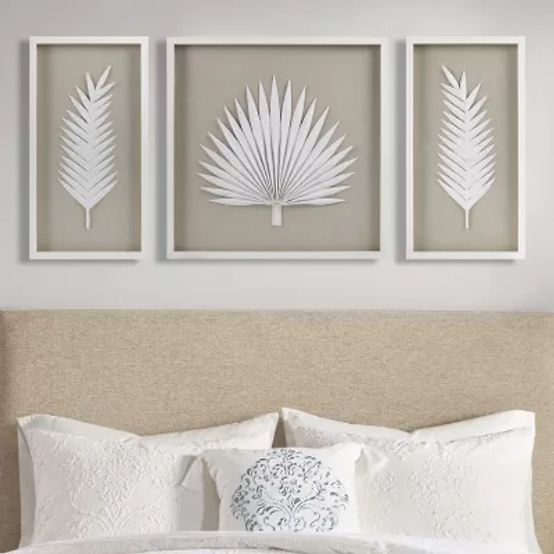 Madison Park Sabal Palm Rice Paper Shadow Box 3-pc. Wall Art Set