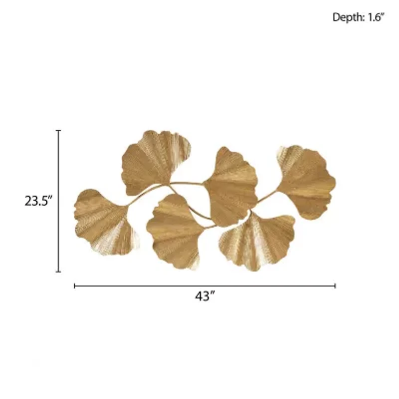 Madison Park Faye Gold Foil Ginkgo Leaf Metal Wall Art