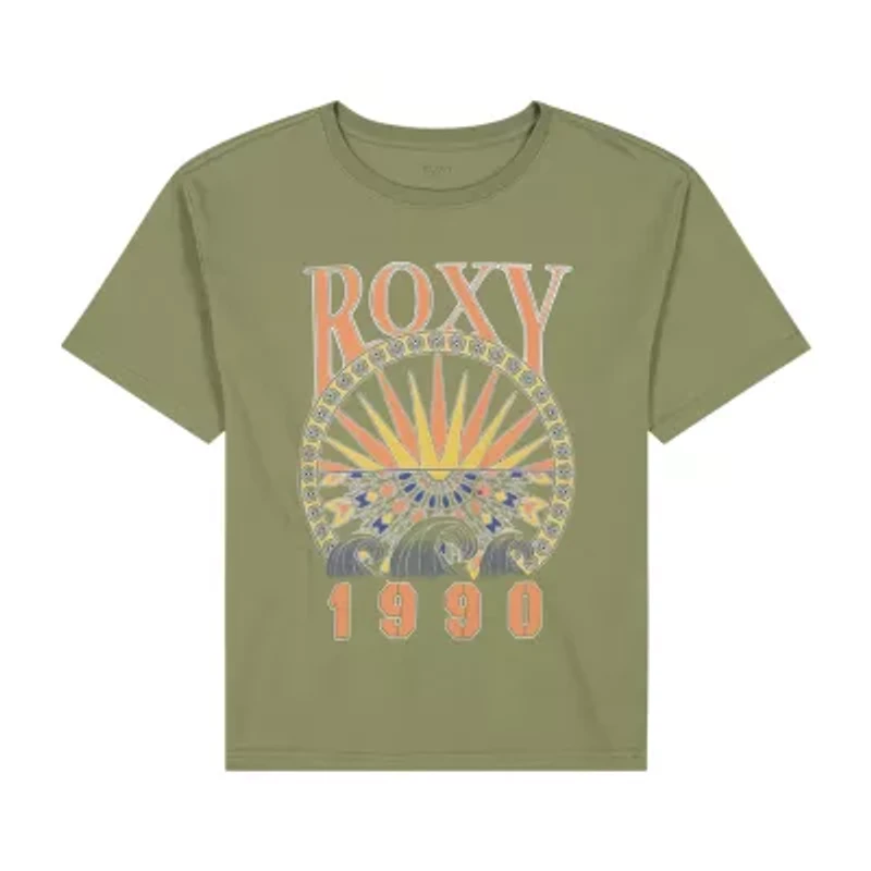 Roxy Big Kid Girls Crew Neck Short Sleeve Oversized Graphic T-Shirt
