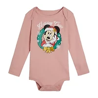 Disney Baby Girls Minnie Mouse Crew Neck Long Sleeve Bodysuit