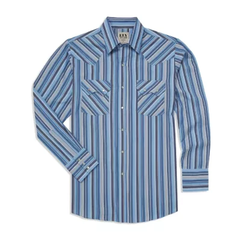 Ely Cattleman Textured Plaid Mens Long Sleeve Western Shirt