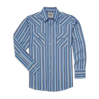 Ely Cattleman Textured Plaid Mens Long Sleeve Western Shirt