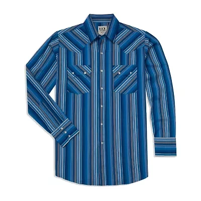 Ely Cattleman Textured Plaid Mens Long Sleeve Western Shirt