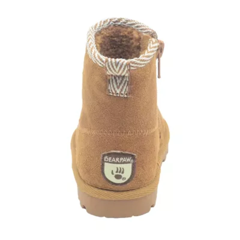 BEARPAW Toddler Jessica Suede Booties with Faux-Fur Lining