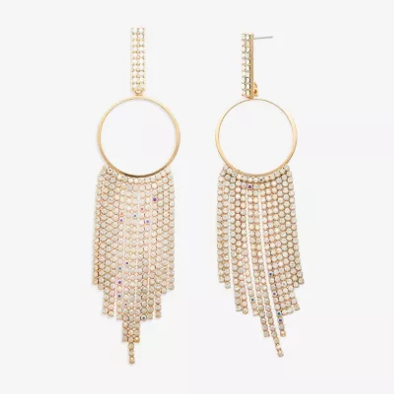 Bijoux Bar Gold Tone Womens Glass Circle Drop Earrings