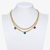Bijoux Bar Gold Tone Womens Multi Color Glass 17 1/2 Inch Strand Necklace