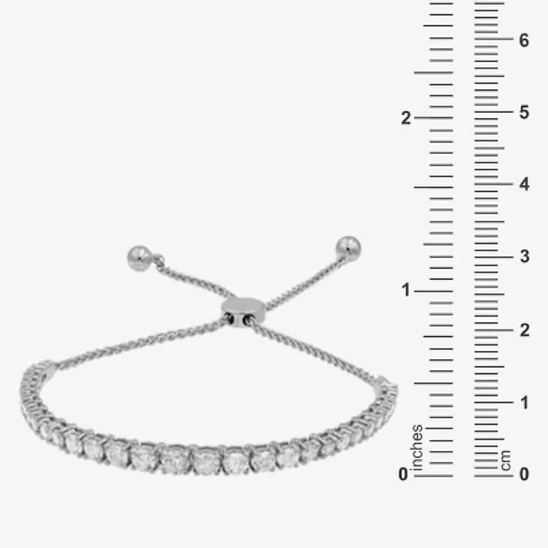 Womens 3 CT. T.W. Natural White Diamond 10K White Gold Bolo Bracelet