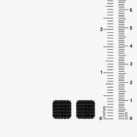 1 3/4 CT. T.W. Natural Black Diamond Sterling Silver 8mm Square Stud Earrings